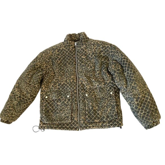 Urban Outfitters Animal Print Puffer Jacket Full Zip Snap Pockets Large - Picture 5 of 15
